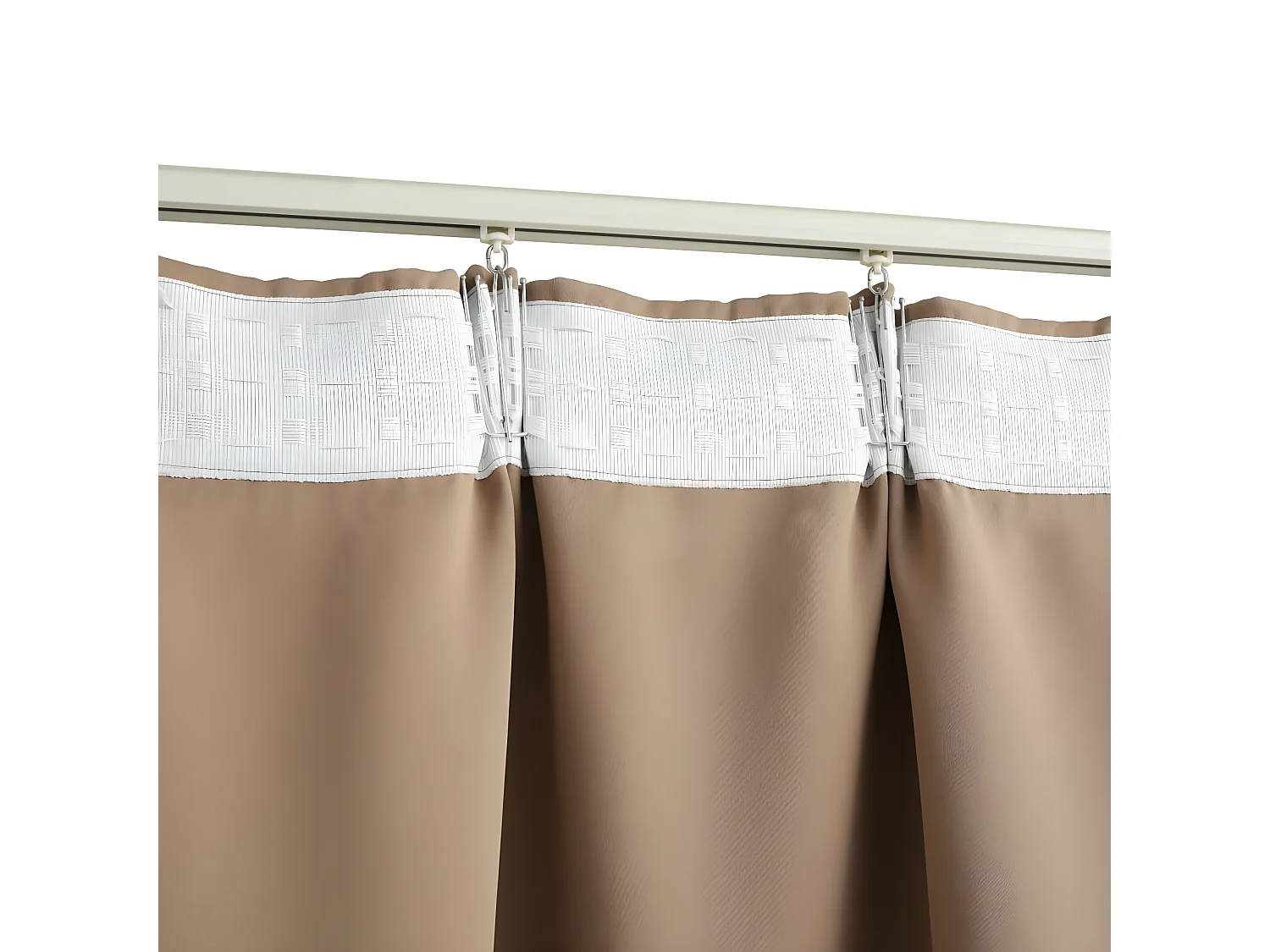 Cortinas opacas con ganchos 2 piezas gris topo 140x225 cm ES499533