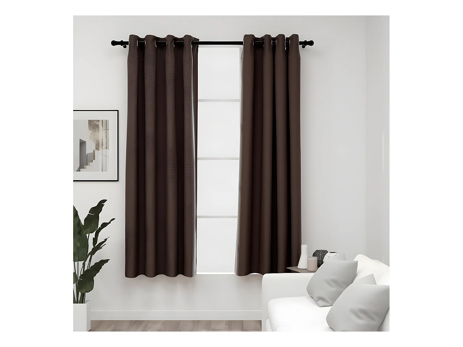 Rideaux occultants Aspect lin avec œillets 2pcs Taupe 140x175cm QBH33158