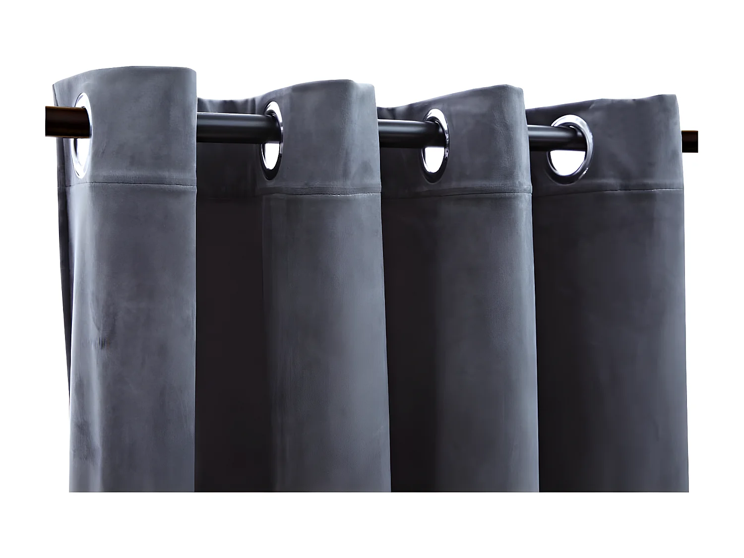 Rideaux occultants et anneaux 2pcs Velours Anthracite 140x245cm QBH97025
