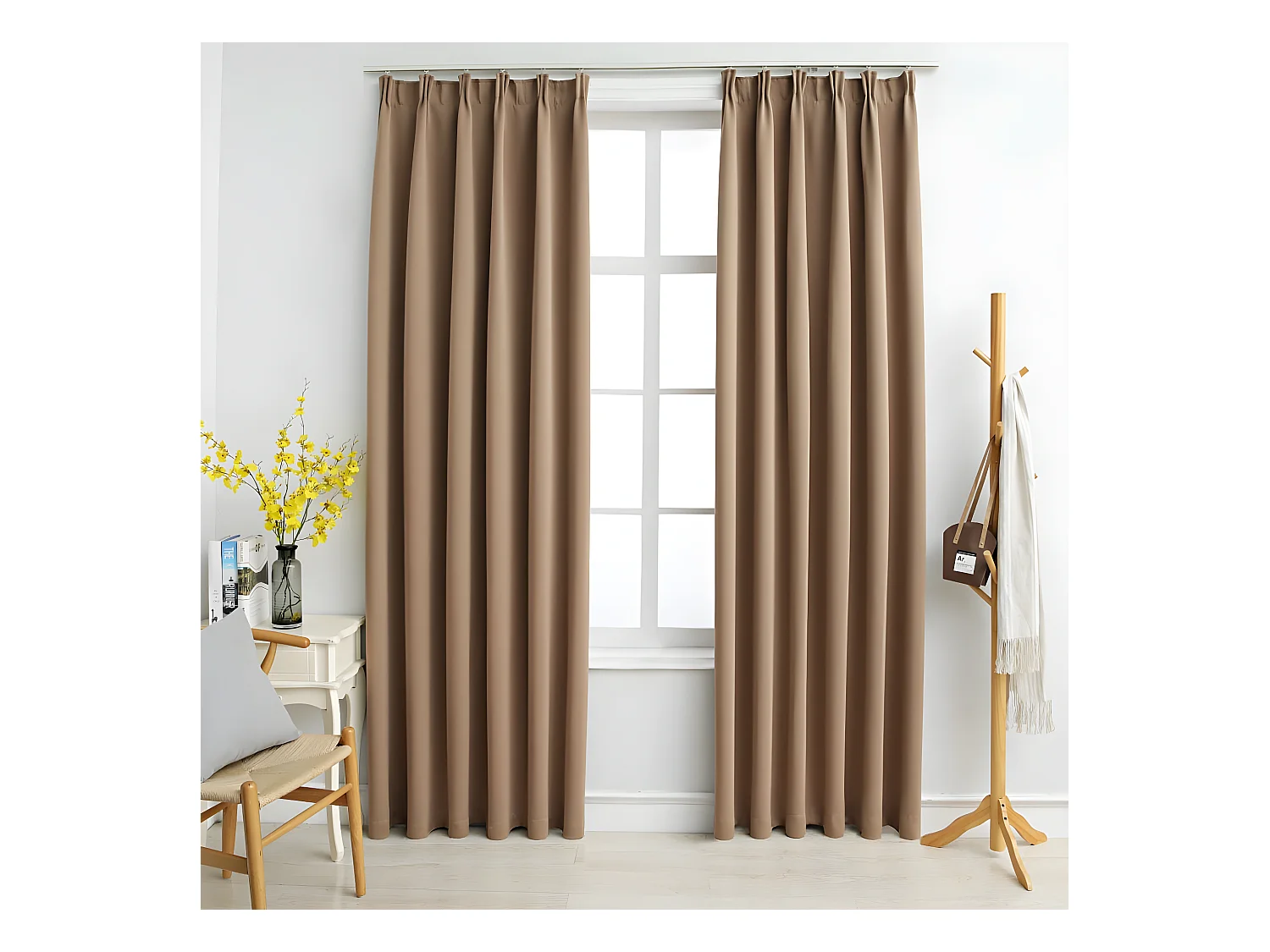 Rideaux occultants avec crochets 2 pcs Taupe 140x245 cm QBH51188