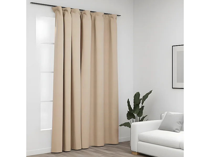 Cortinas opacas aspeto linho com ganchos 290x245 cm bege PT201007