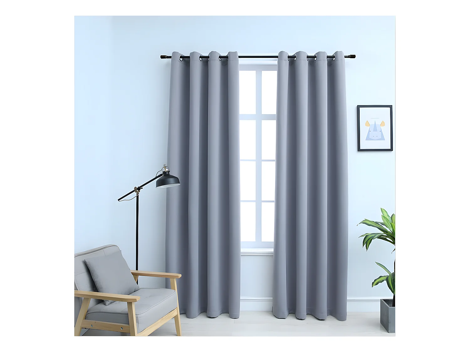 Rideaux occultants avec anneaux en métal 2 pcs Gris 140x245 cm QBH89617