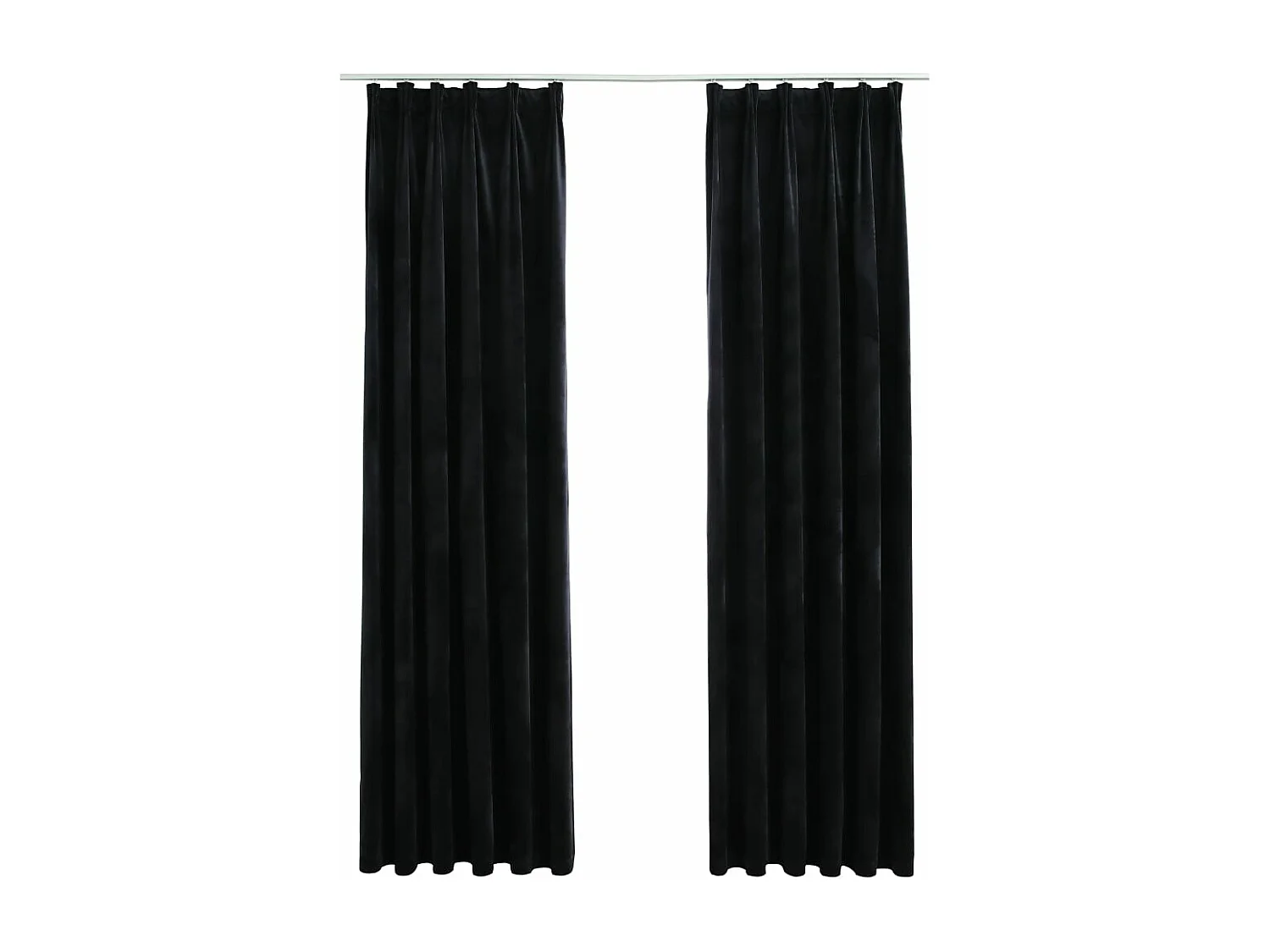 Cortinas opacas con ganchos 2 pzas terciopelo negro 140x175 cm ES432032