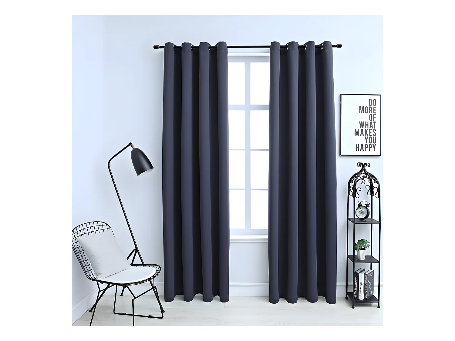Rideaux occultants avec anneaux Métal 2pcs Anthracite 140x175cm QBH35730