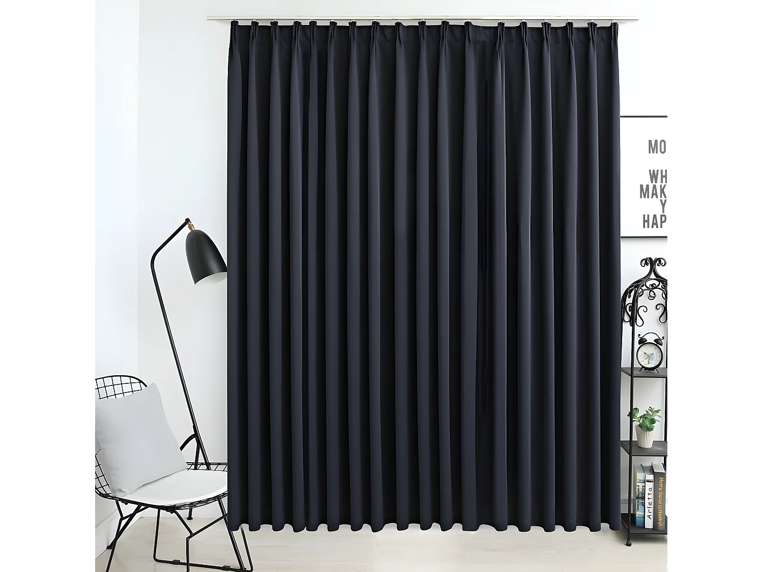 Rideau occultant avec crochets Noir 290x245 cm QBH72184