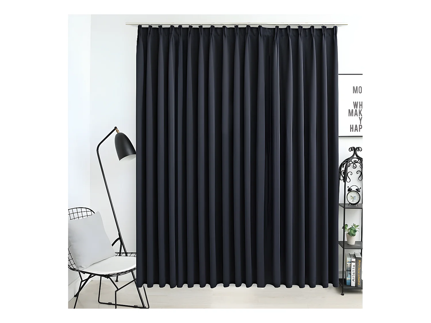 Rideau occultant avec crochets Noir 290x245 cm QBH72184