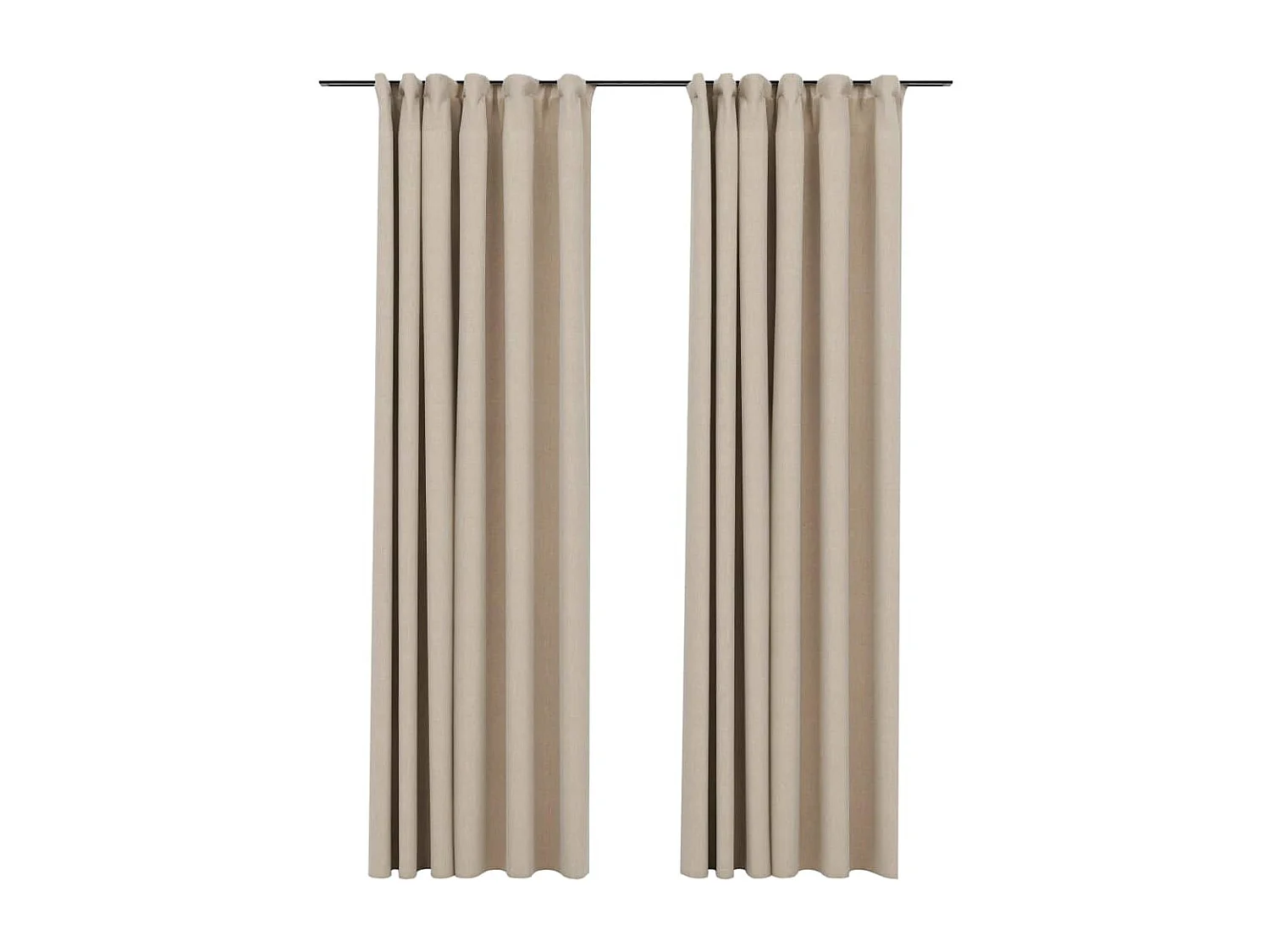 Cortinas opacas aspeto linho c/ ganchos 2 pcs 140x245 cm bege PT515104