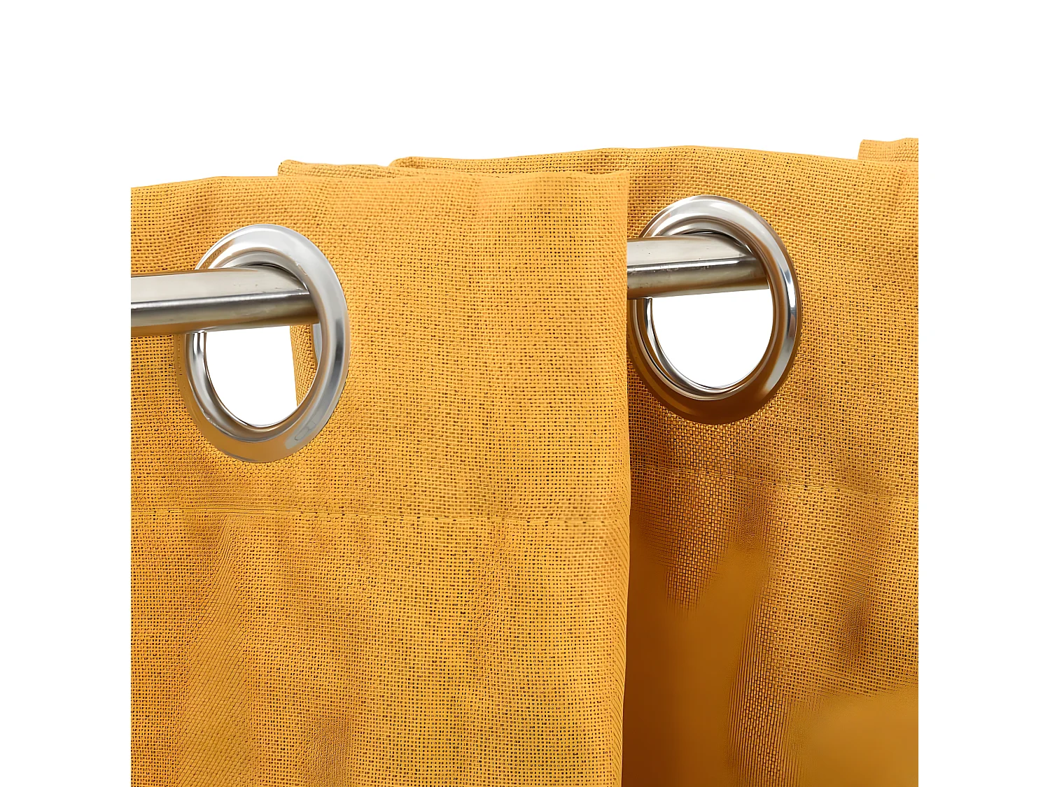 Cortina opaca con ojales look de lino amarillo 290x245 cm ES903763