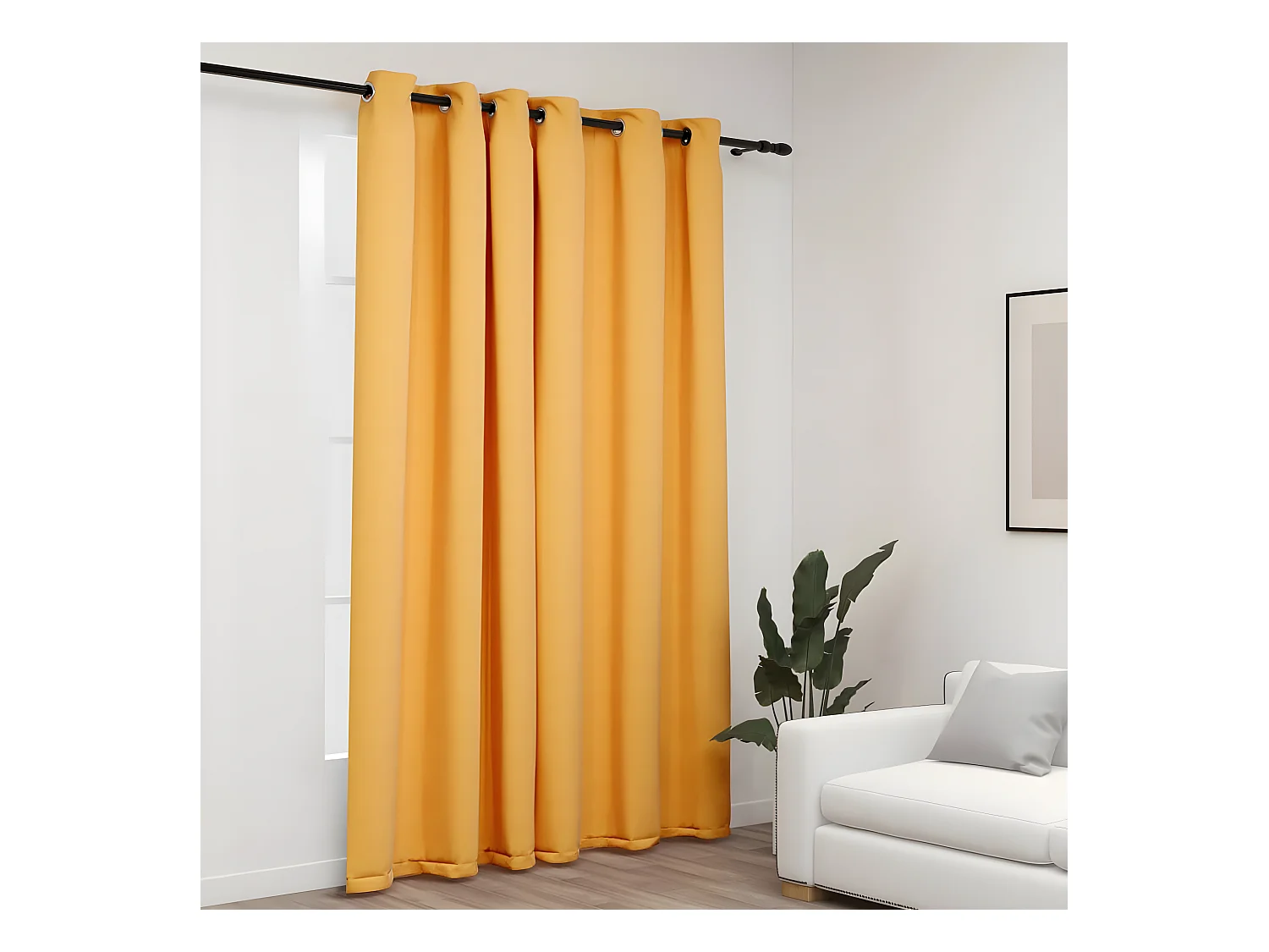 Rideau occultant Aspect de lin avec œillets Jaune 290x245 cm QBH22572