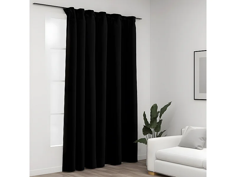 Cortinas opacas aspeto linho com ganchos 290x245 cm preto PT325510