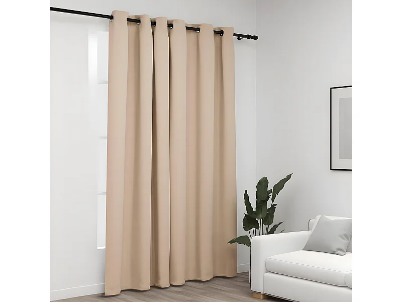 Cortina opaca con ojales look de lino beige 290x245 cm ES107207