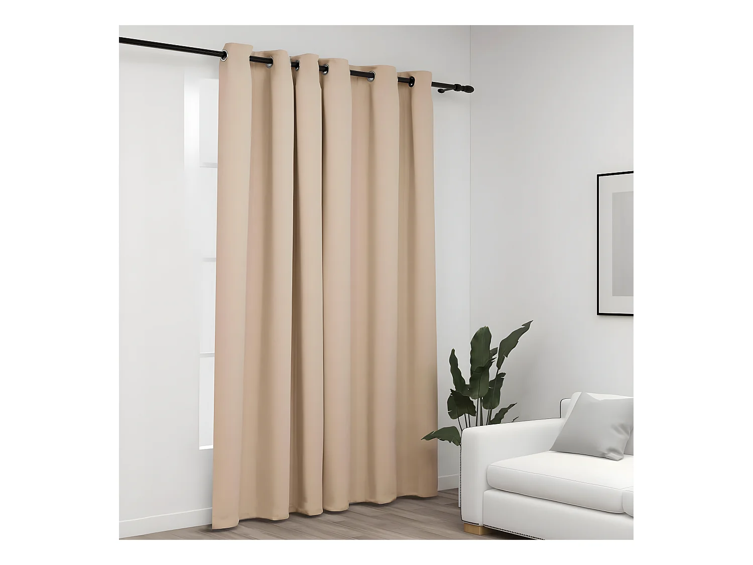 Rideau occultant Aspect de lin avec œillets Beige 290x245 cm QBH13568