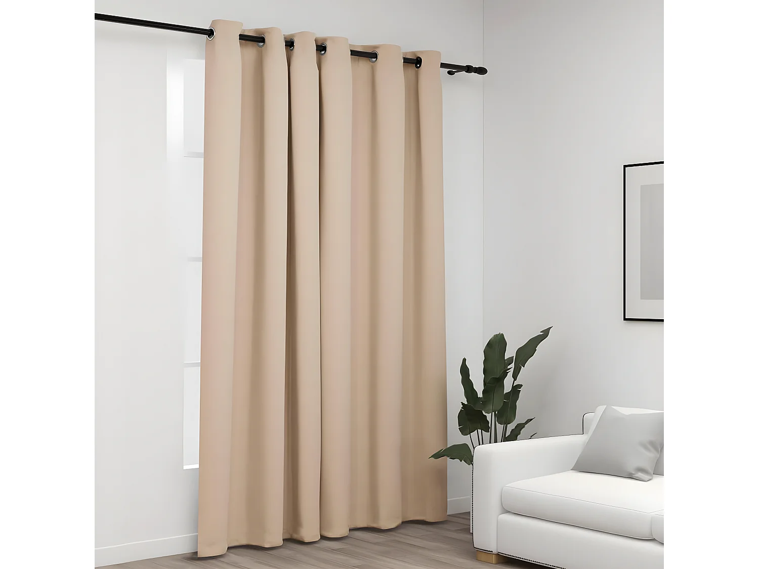 Rideau occultant Aspect de lin avec œillets Beige 290x245 cm QBH13568