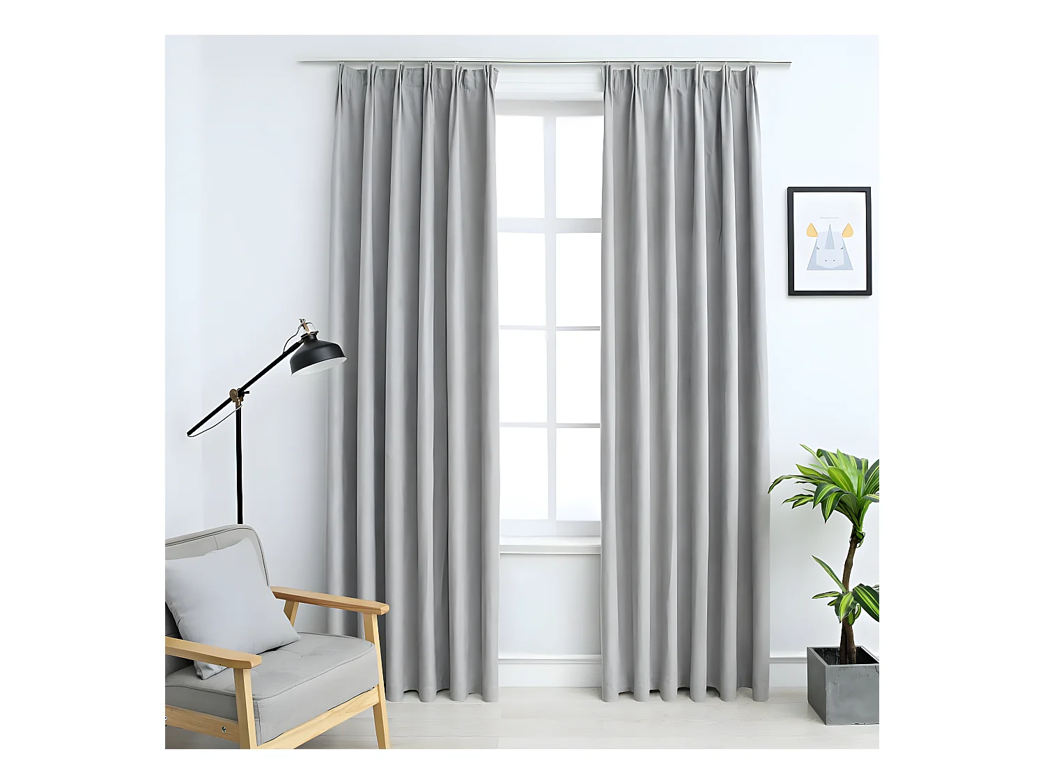 Rideaux occultants avec crochets 2 pcs Gris 140x175 cm QBH92827
