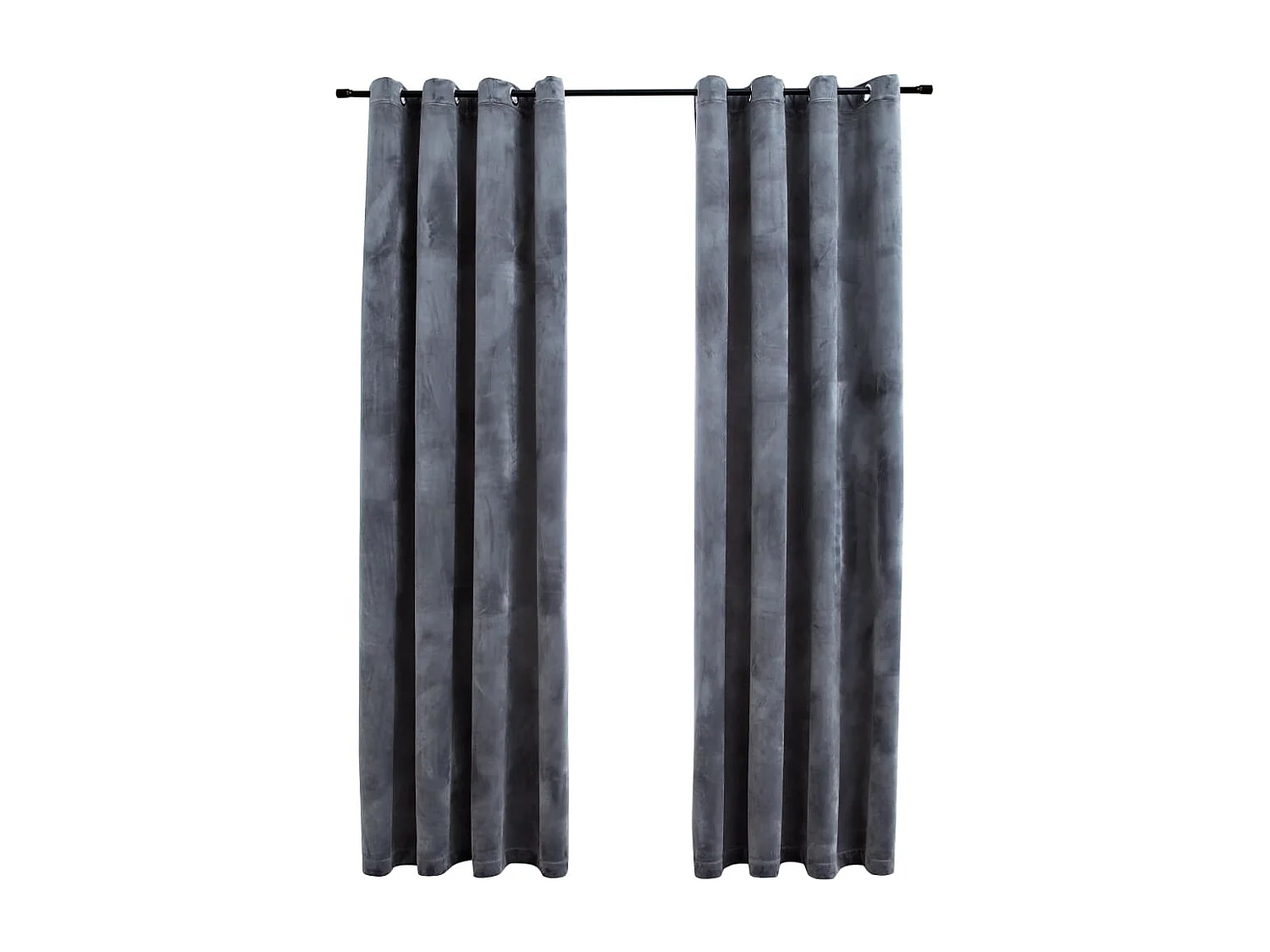 Rideaux occultants et anneaux 2pcs Velours Anthracite 140x175cm QBH56285