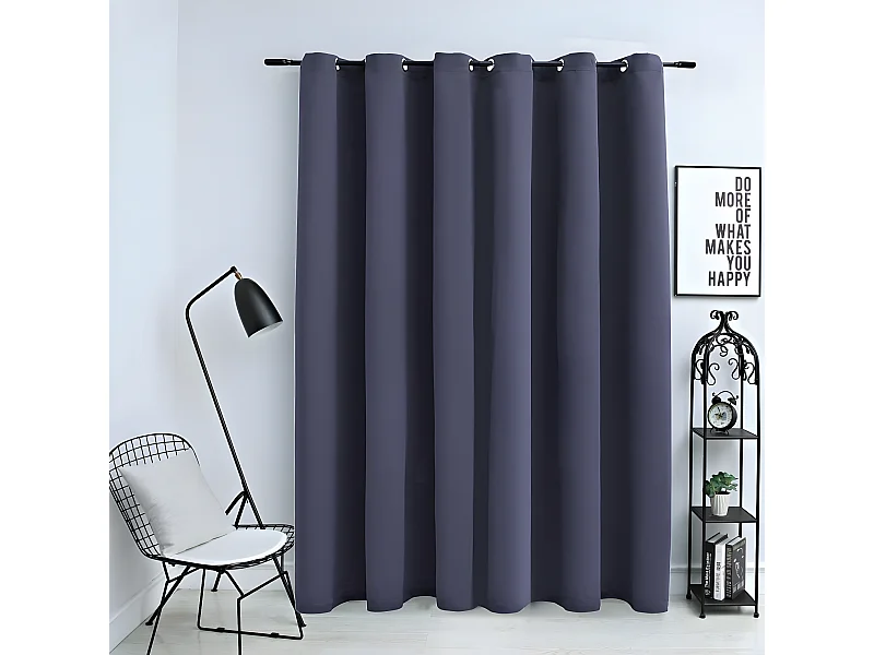 Cortina blackout c/ argolas em metal 290x245cm antracite PT719115