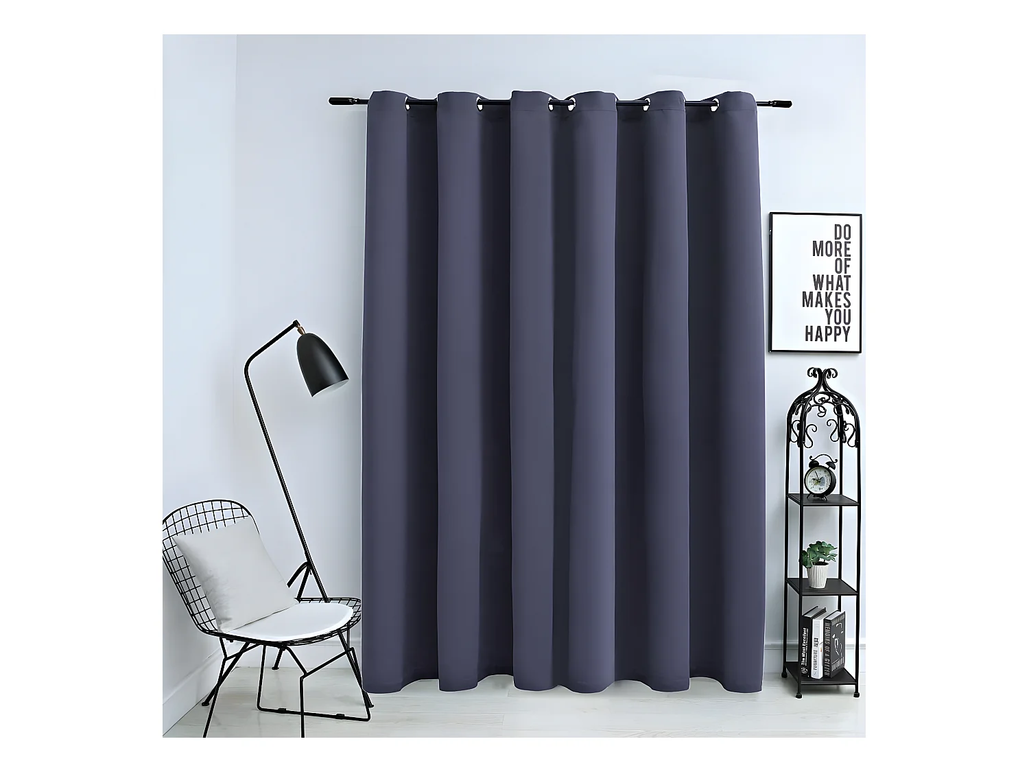 Rideau occultant et anneaux en métal Anthracite 290x245 cm QBH86488