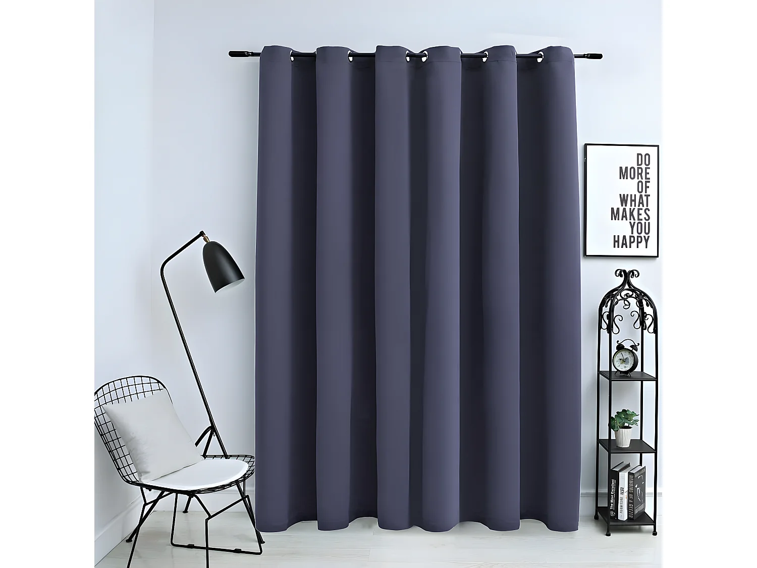 Gordijn verduisterend met metalen ringen 290x245 cm antraciet NL380221