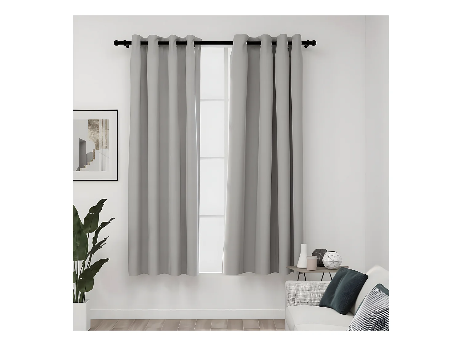 Rideaux occultants Aspect lin avec œillets 2 pcs Gris 140x175cm QBH53681