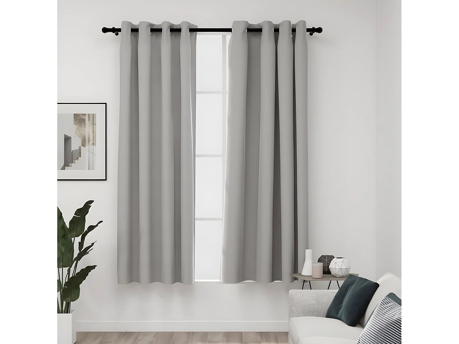 Rideaux occultants Aspect lin avec œillets 2 pcs Gris 140x175cm QBH53681