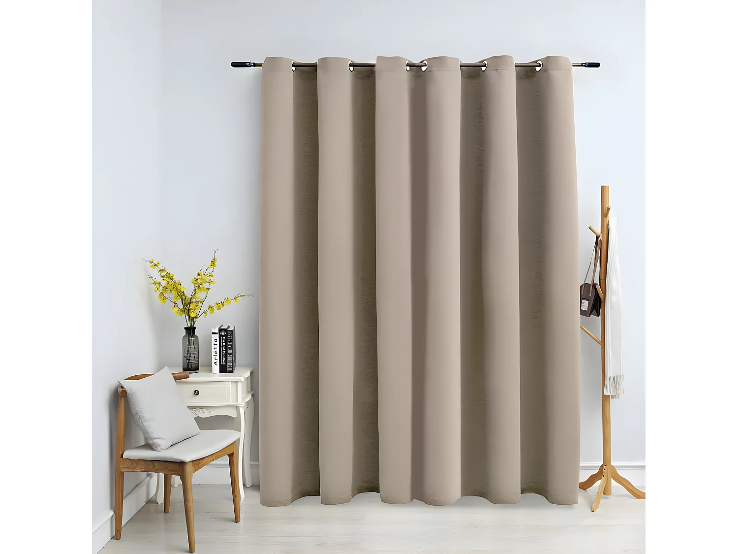 Rideau occultant avec anneaux en métal Beige 290x245 cm QBH94444