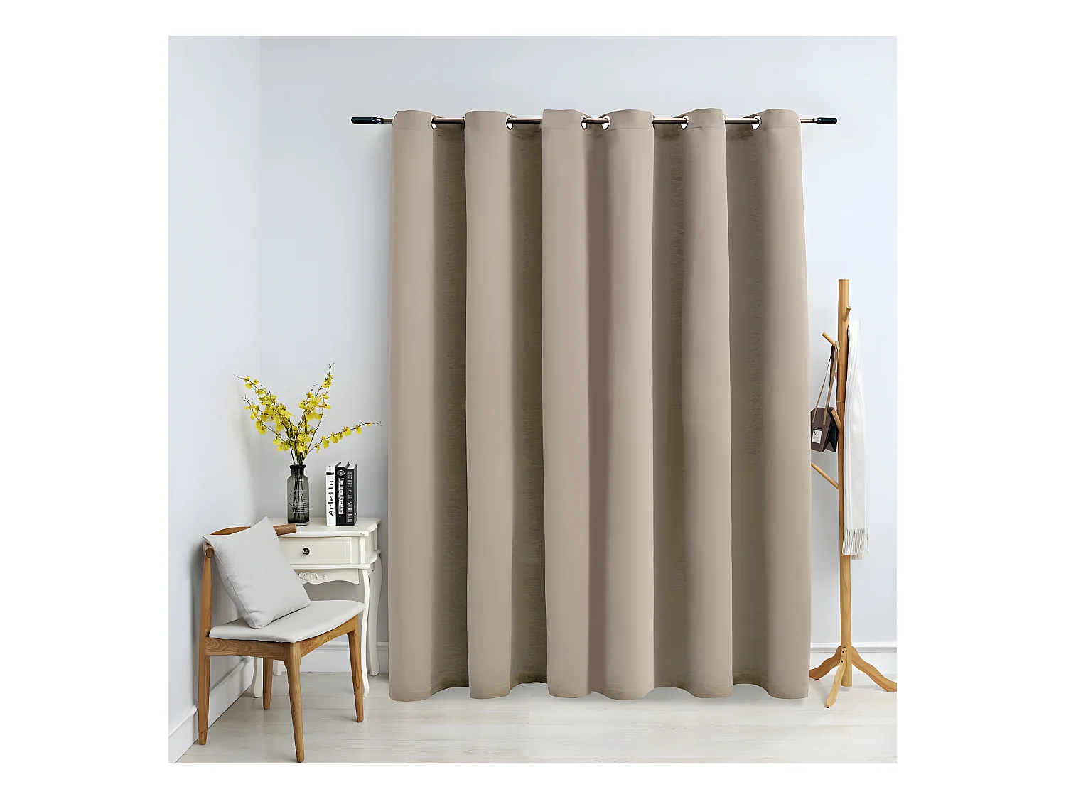 Rideau occultant avec anneaux en métal Beige 290x245 cm QBH94444