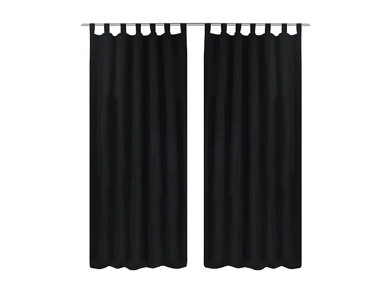 Micro-Satijnen Gordijnen met Ringen 140 x 175 cm 2 stuks (Zwart)