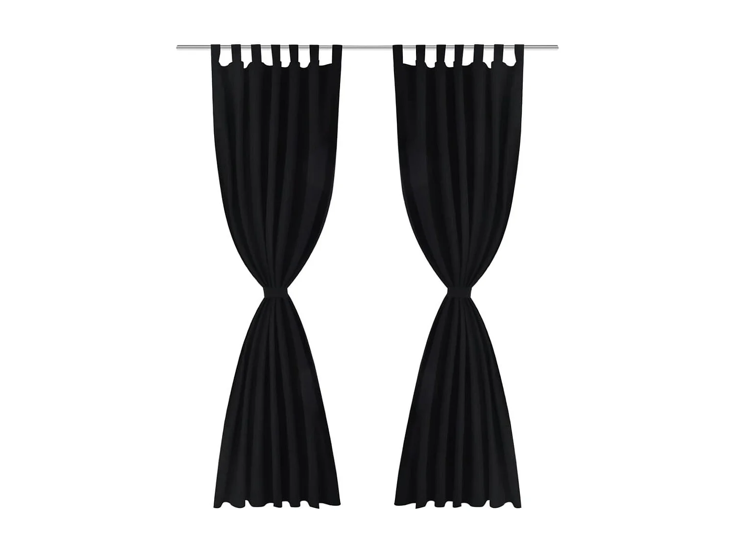 2 pcs Rideau à Passant Micro Satin Noir 140 x 175 cm QBH45267