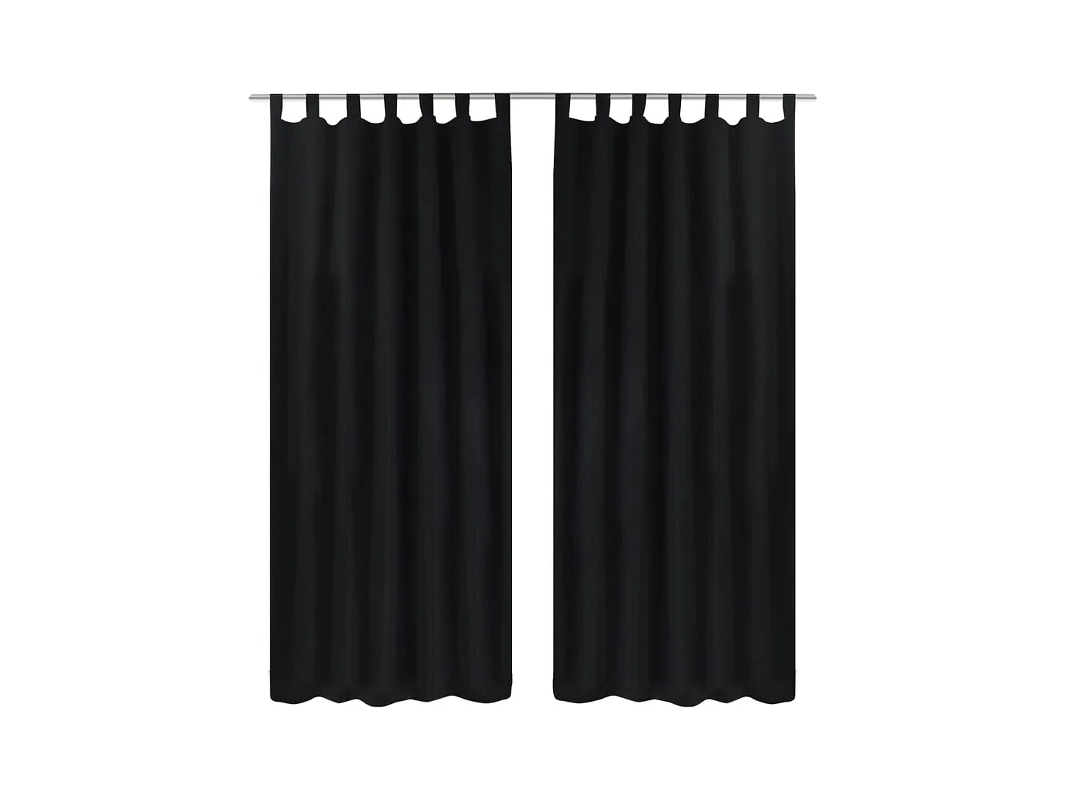 2 pcs Rideau à Passant Micro Satin Noir 140 x 175 cm QBH45267