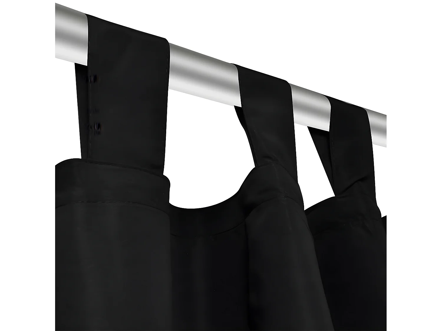 2 pcs Rideau à Passant Micro Satin Noir 140 x 175 cm QBH45267