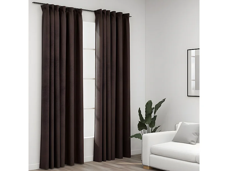 Rideaux occultants aspect lin et crochets 2 pcs Taupe 140x225cm QBH50493