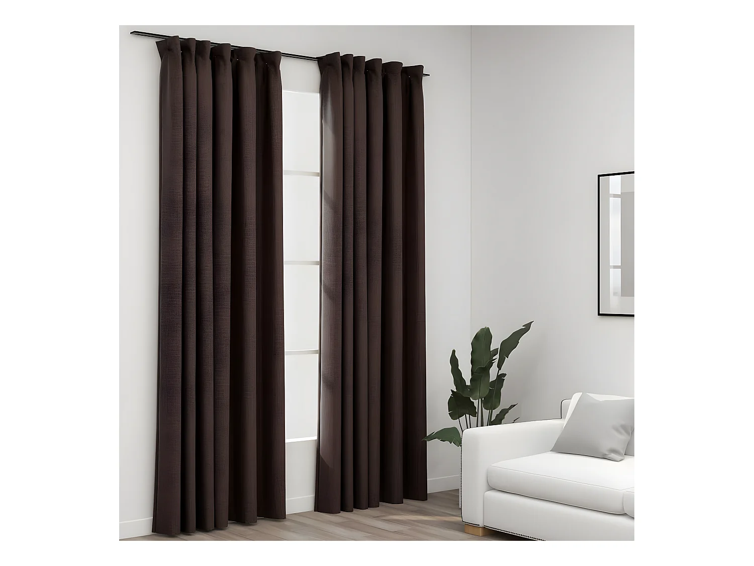 Rideaux occultants aspect lin et crochets 2 pcs Taupe 140x225cm QBH50493