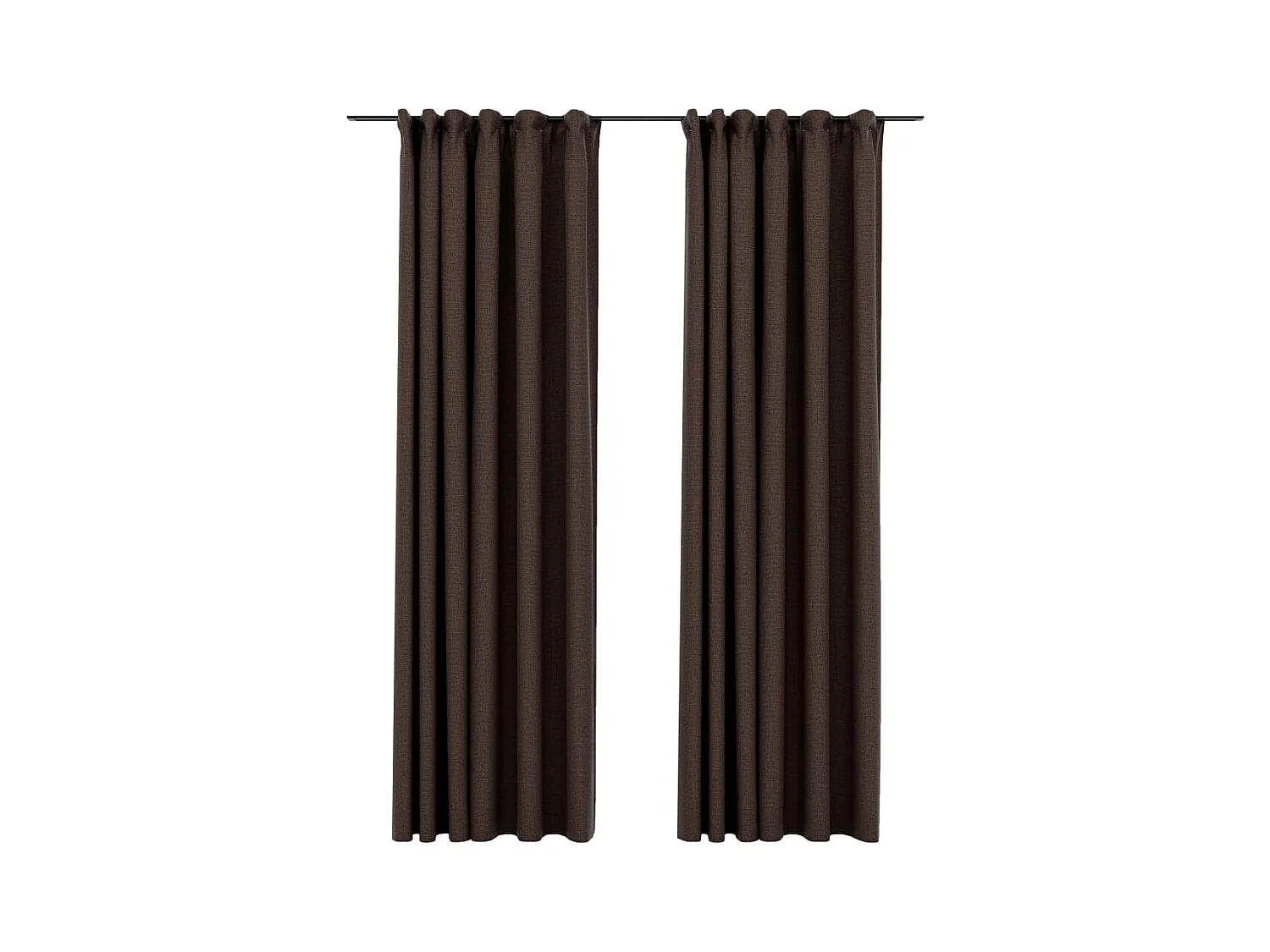 Cortinas opacas asp. linho + ganchos 2pcs 140x225cm cinza-acas. PT786328