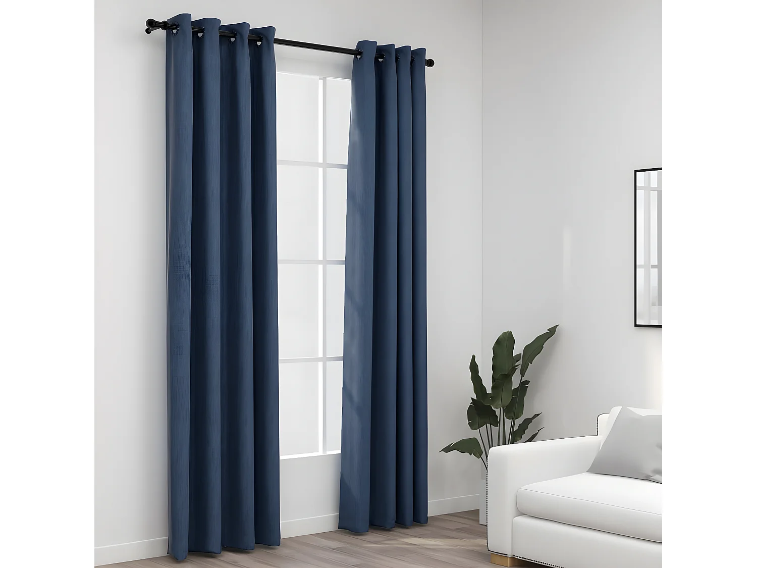 Rideaux occultants Aspect lin avec œillets 2 pcs Bleu 140x225cm QBH31545