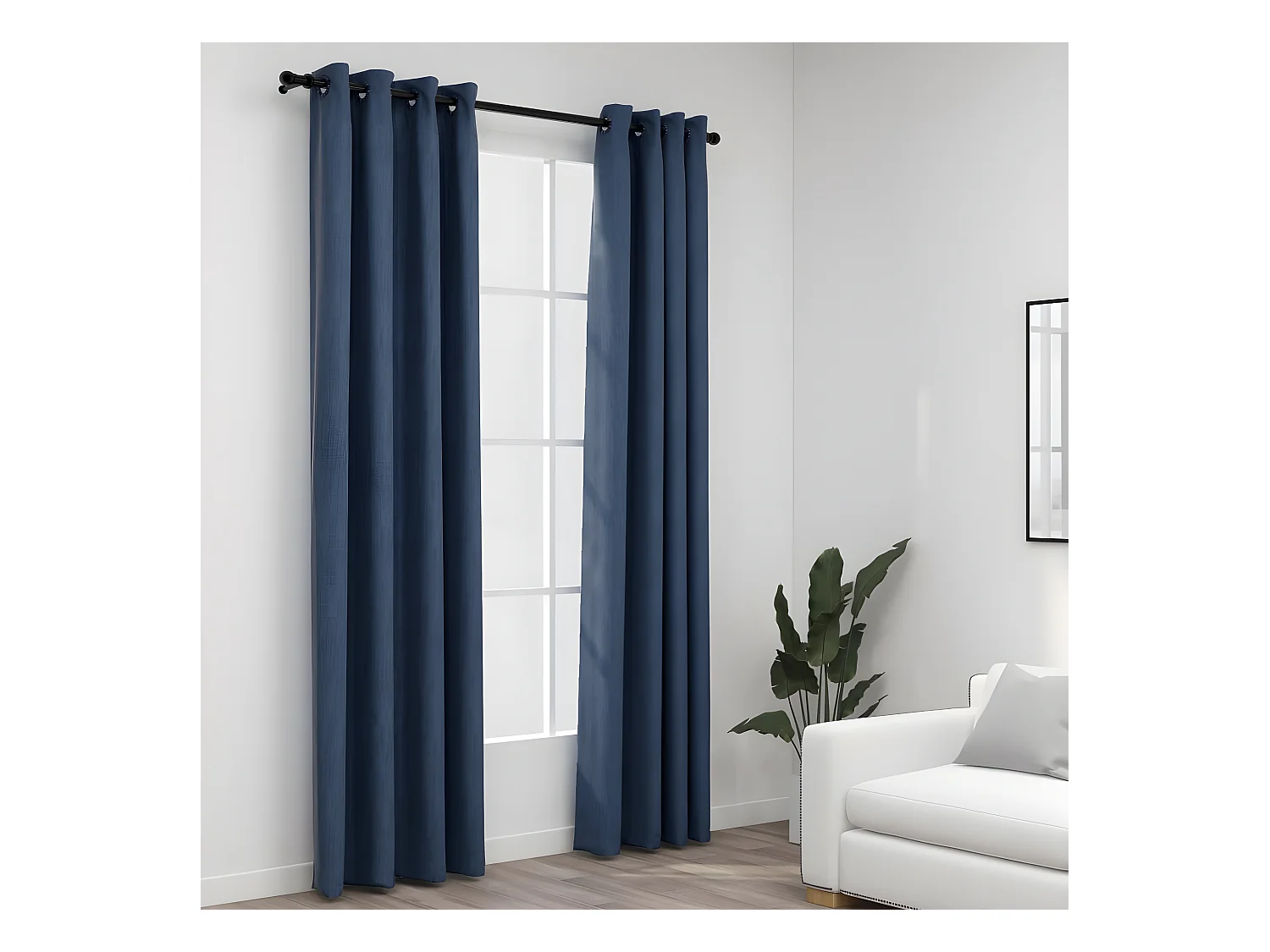 Rideaux occultants Aspect lin avec œillets 2 pcs Bleu 140x225cm QBH31545
