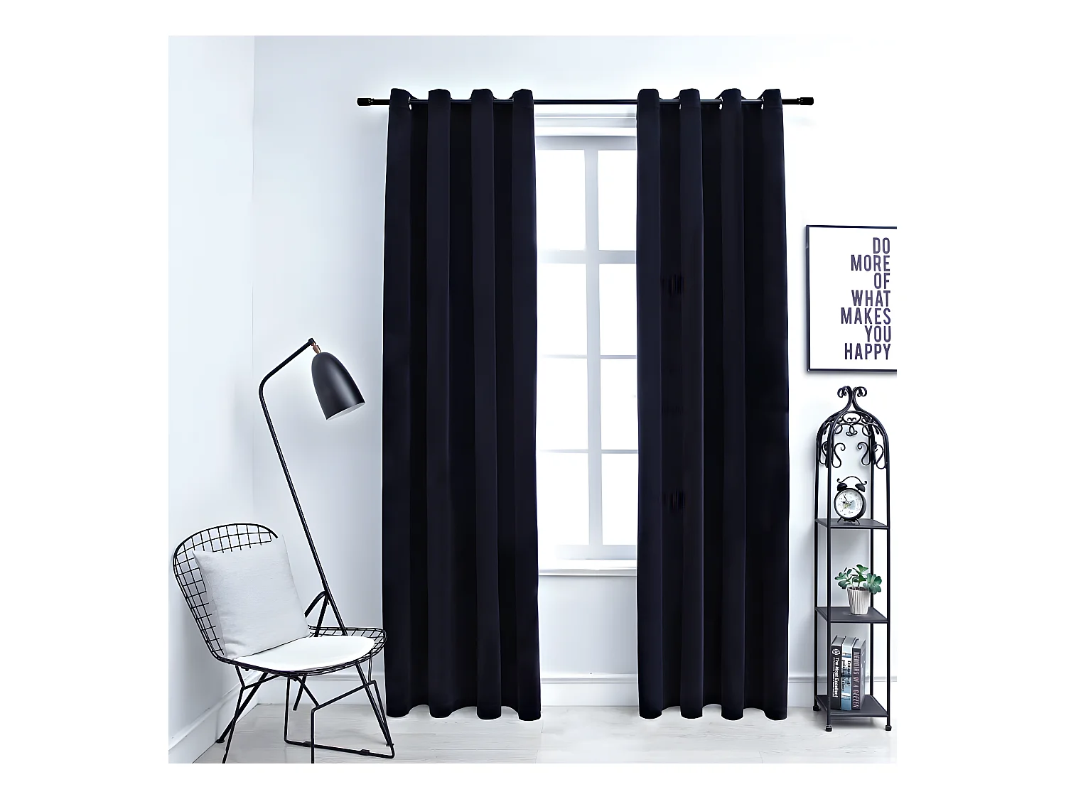 Rideaux occultants avec anneaux 2 pcs Velours Noir 140x175 cm QBH95906