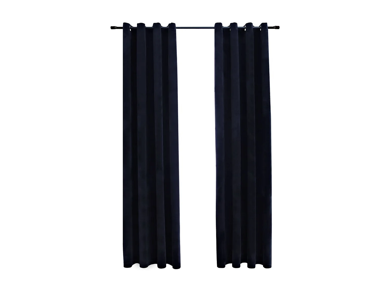 Cortinas opacas con anillas 2 pzas terciopelo negro 140x175 cm ES367438