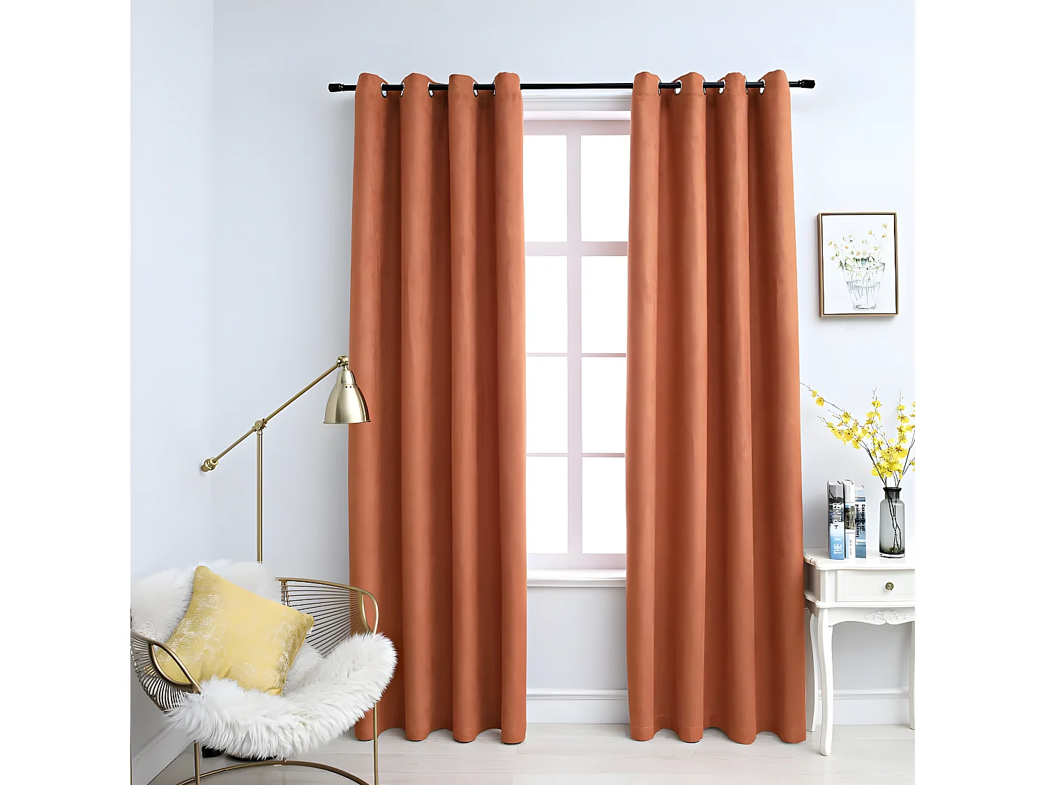 Rideaux occultants et anneaux en métal 2 pcs Rouille 140x225 cm QBH93154