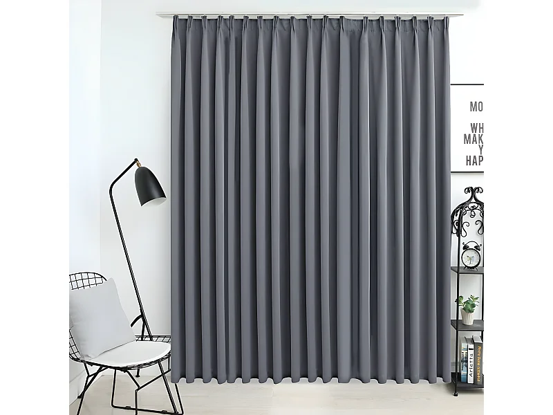 Cortina blackout com ganchos 290x245 cm cinzento PT629574