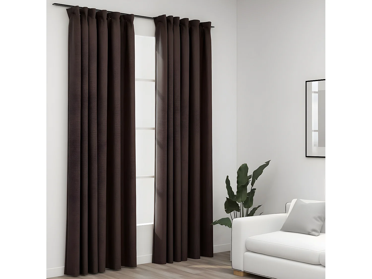 Rideaux occultants aspect lin et crochets 2 pcs Taupe 140x245cm QBH49514
