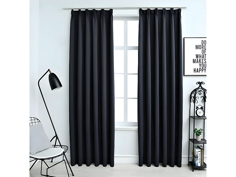 Rideaux occultants avec crochets 2 pcs Anthracite 140x245 cm QBH39622