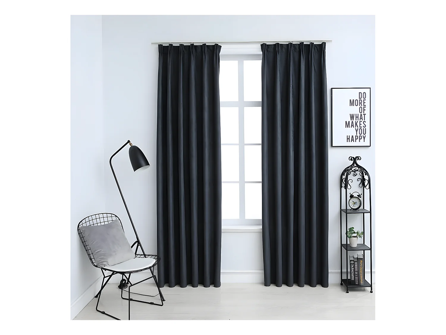 Rideaux occultants avec crochets 2 pcs Anthracite 140x175 cm QBH76514