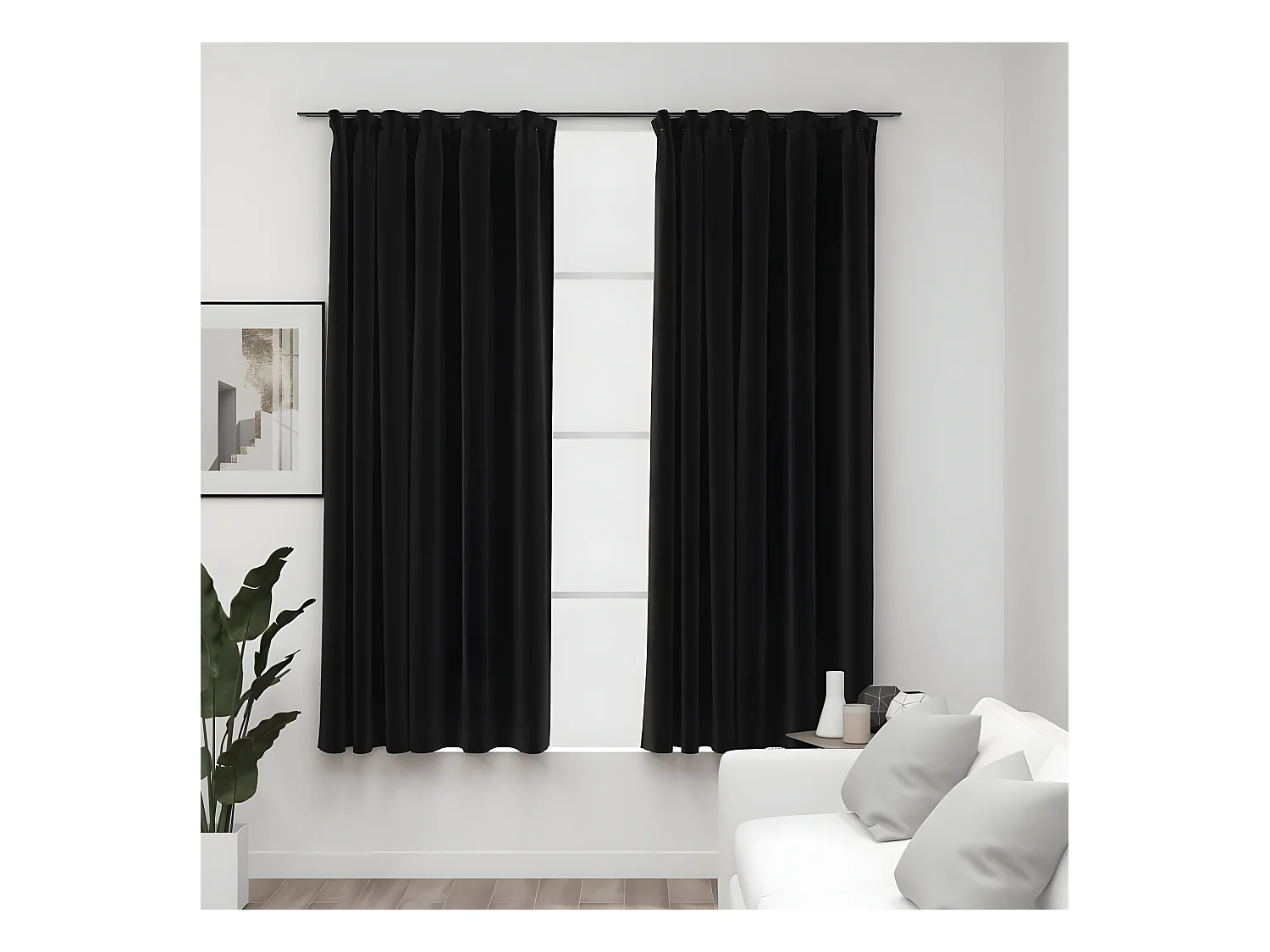 Gordijnen linnen verduisterend haken 2 st 140x175 cm antraciet NL889896
