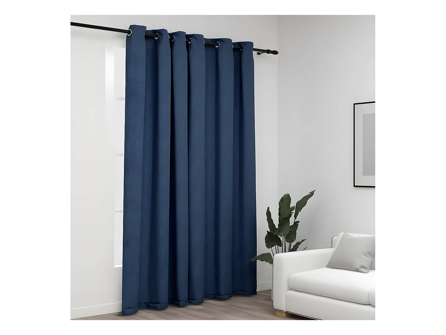 Rideau occultant Aspect de lin avec œillets Bleu 290x245 cm QBH97818