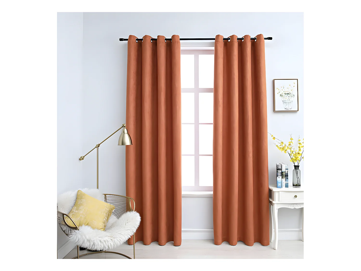 Rideaux occultants et anneaux en métal 2 pcs Rouille 140x245 cm QBH83583