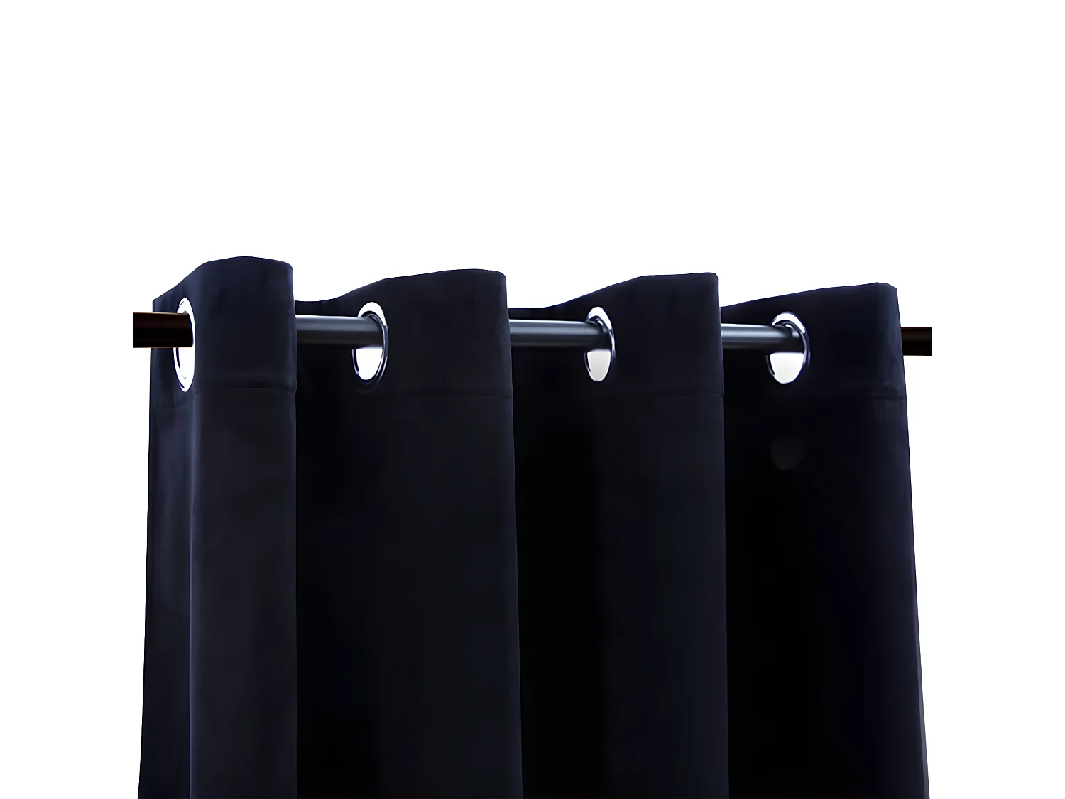 Cortinas opacas con anillas 2 pzas terciopelo negro 140x225 cm ES679742