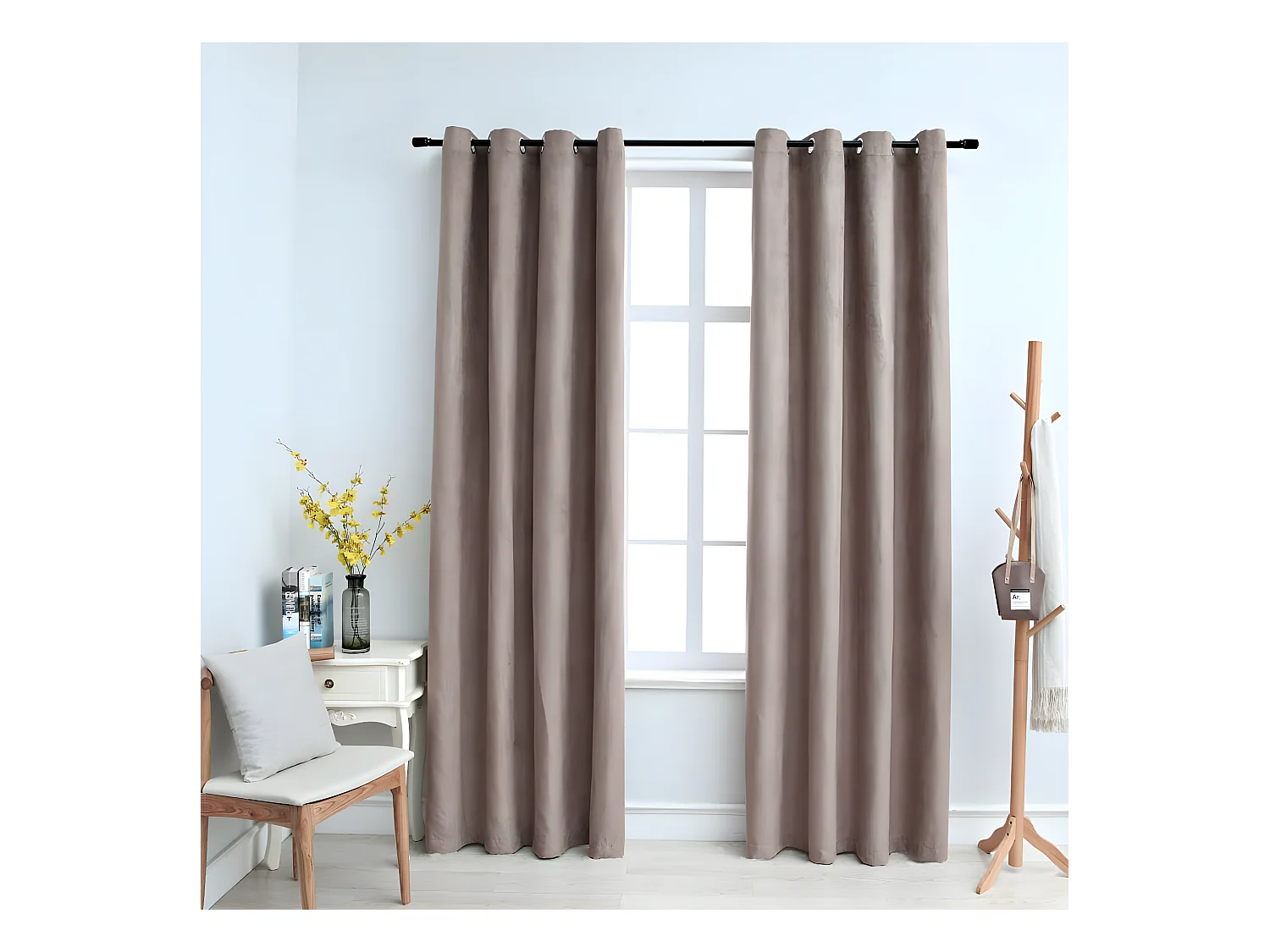 Rideaux occultants avec anneaux en métal 2 pcs Taupe 140x225 cm QBH37323