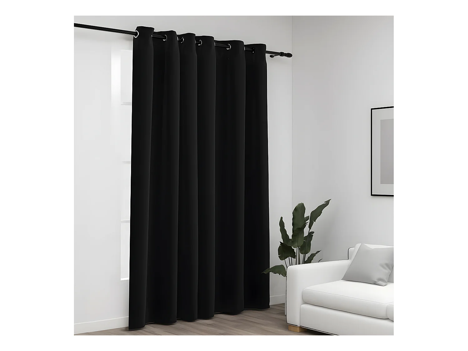 Rideau occultant Aspect de lin à œillets Anthracite 290x245 cm QBH72623
