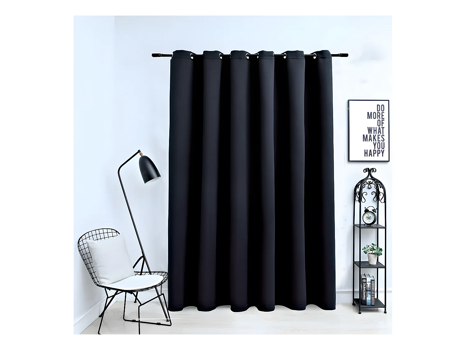 Rideau occultant avec anneaux en métal Noir 290x245 cm QBH27015