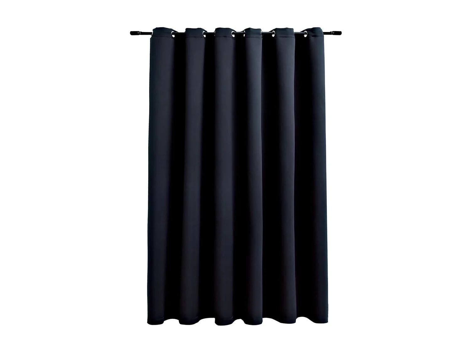 Cortina opaca con anillas de metal negro 290x245 cm ES730953